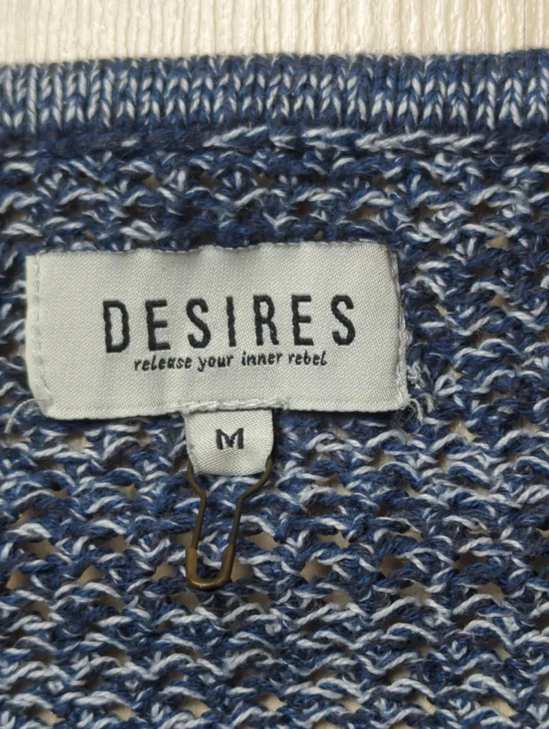 Desires Damen Pullover Strickpullover Gr. 38 M Blau Meliert 100% Baumwolle 3