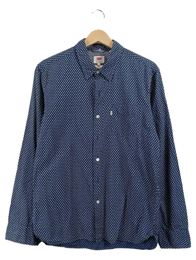 Levi's Herren Freizeithemd Blau Geometrisch Gr. 48 M Langarm Casual