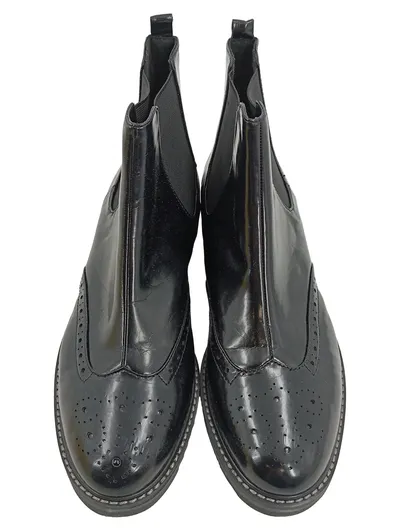 Obsel Damen Stiefeletten Chelsea Boots Schwarz Gr. 40 Lochmuster