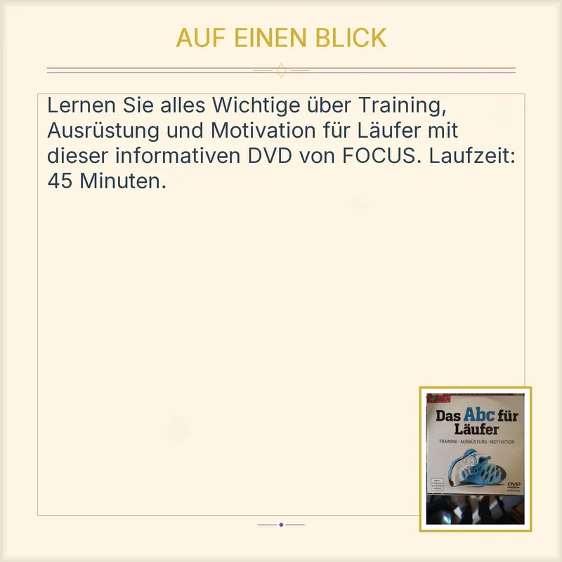 FOCUS Das Abc für Läufer Training Ausrüstung Motivation DVD Sportfilm 2