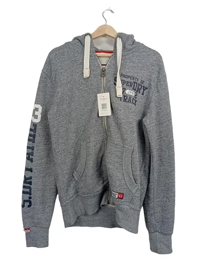 Superdry Herren Kapuzenpullover Sweatjacke Track Hoodie Grau Gr. 48 M
