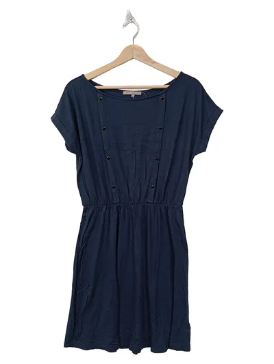 mint&berry Damen Freizeitkleid Blau Gr. 38 Kurzarm Zierknöpfe Viskose