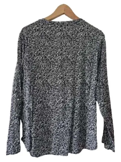 edc by Esprit Damen Hemdbluse Schwarz Weiß Muster Gr. XL Langarm Viskose