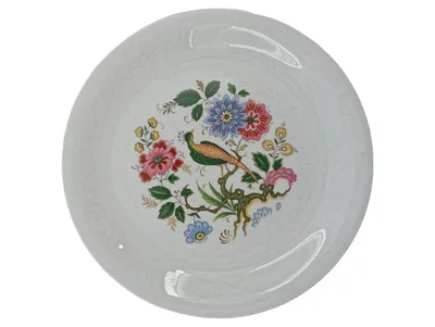 Johann Seltmann Vohenstrauß Essteller Vogel Dekor Porzellan 24 cm Weiß