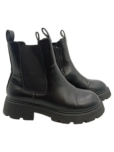 Lucky Shoes Damen Stiefelette Chelsea Boots Schwarz Gr. 39 Leder Chunky