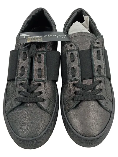Alesya Sneaker low Damen Schwarz Gr. 37 Leder Casual Metallic-Look