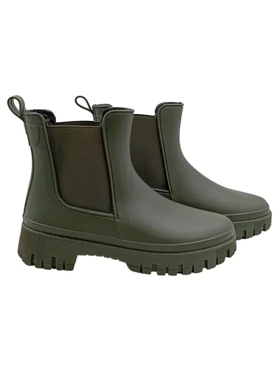 Natura Gummistiefel Chelsea Boots Damen Oliv Gr. 41 Gefüttert