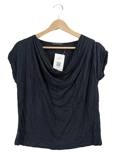 Sisley Damen Top Wasserfallkragen Schwarz Gr. 36 S Casual