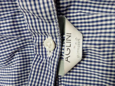 Aglini Freizeithemd Kariert Blau Damen Gr. 44;XXL Langarm Casual