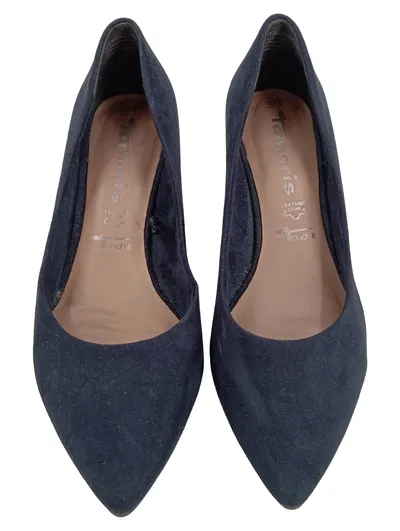 Tamaris Pumps Damen Schwarz Veloursleder-Optik Klassisch Gr. 39