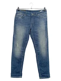 Dondup Damen Jeans Straight Leg Blau Gr. 42 W33 Used Look Destroyed 1