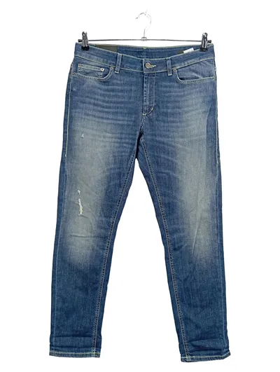Dondup Damen Jeans Straight Leg Blau Gr. 42 W33 Used Look Destroyed