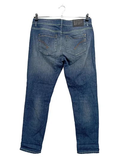 Dondup Damen Jeans Straight Leg Blau Gr. 42 W33 Used Look Destroyed