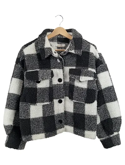 Effeny Fleecejacke Damen Gr. 36 S Kariert Mehrfarbig Casual Knopfleiste