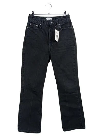 GANNI Damen Jeans Straight Leg Schwarz Gr. 34 W26 XS Baumwolle