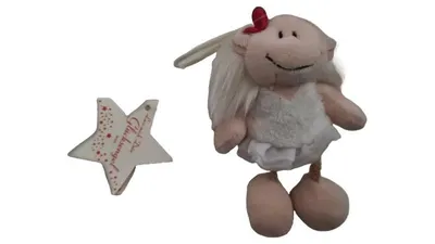 NICI Engel Charm Anhänger Stoff Beige 7x10 cm Weihnachten Glücksbringer
