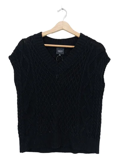 DROPS Design Damen Pullunder Strickweste Schwarz Zopfmuster Gr. 34/XS