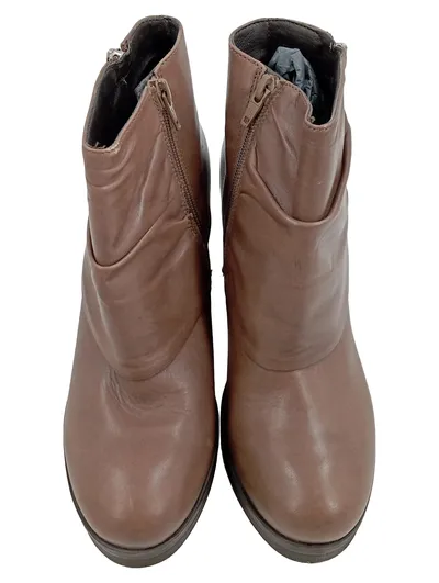 Alesya Damen Stiefeletten Braun Leder Gr. 38 Reißverschluss Elegant