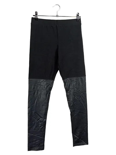 Calzedonia Damen Leggings Schwarz Gr. M W29 Lederdetails Urban