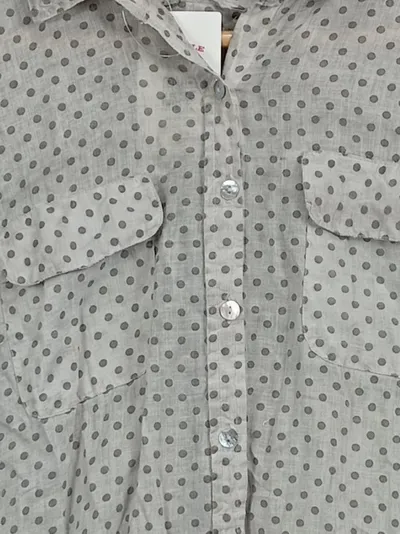 Daily's Damen Hemdbluse Gr. XL Grau Gepunktet Baumwolle Langarm