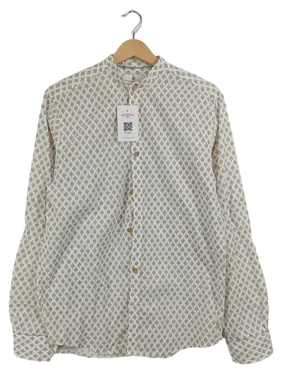 Springfield Herren Freizeithemd Gr. 36/S Beige Geometrisch Custom Fit