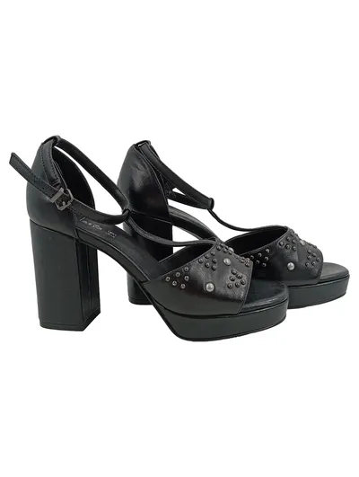Alesya Plateausandalen Damen Schwarz Gr. 37 Nieten Elegant