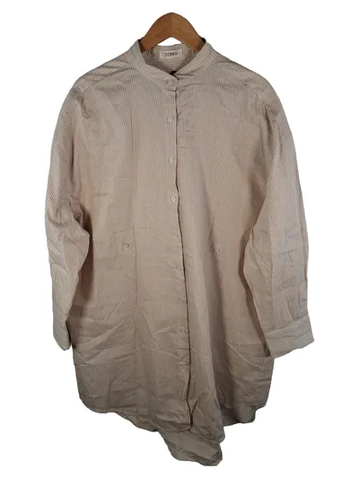 SENES Damen Bluse Hemd Gr. 44 XXL Beige Gestreift Langarm Casual
