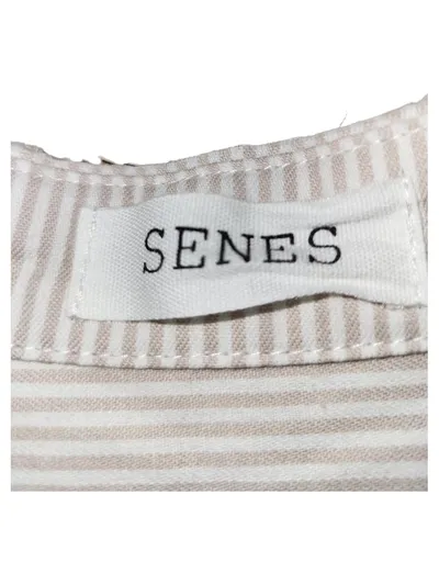 SENES Damen Bluse Hemd Gr. 44 XXL Beige Gestreift Langarm Casual