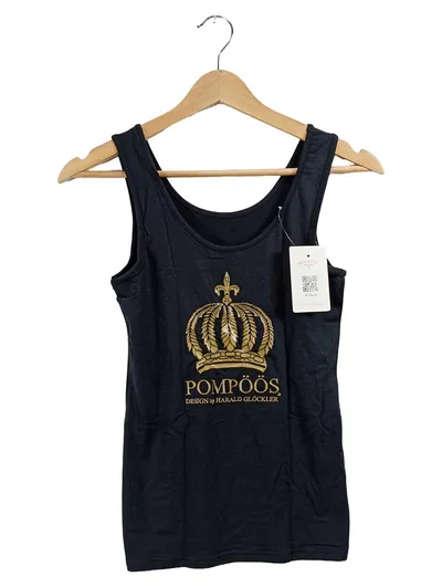 POMPÖÖS Unterhemd Damen Krone Design Schwarz Gr. 38