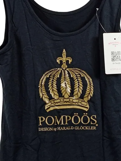 POMPÖÖS Unterhemd Damen Krone Design Schwarz Gr. 38