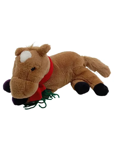 Deichmann Plüschtier Pferd liegend mit rotem Schal Weihnachten 34cm