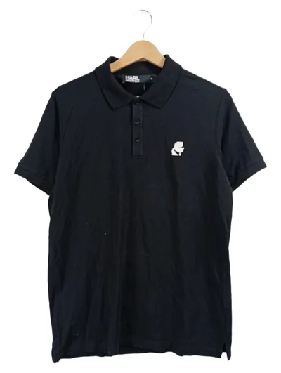 KARL LAGERFELD Herren Poloshirt Schwarz Gr. M 48 Logo