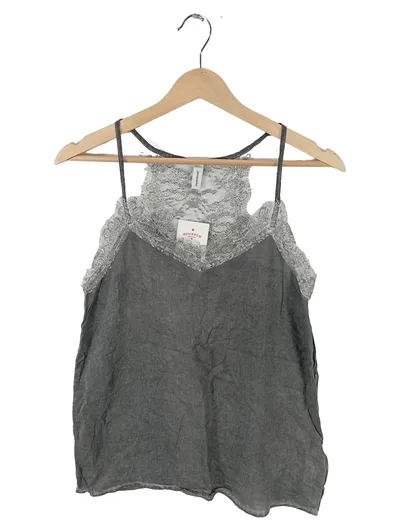 Soyaconcept Damen Top Grau Gr. 36 S Spitze Viskose Ärmellos