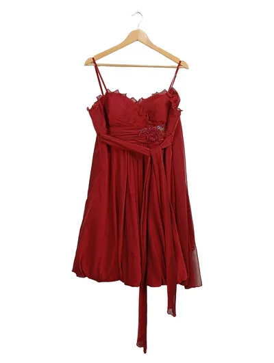 Yves Calin Damen Festkleid Gr. 44 Rot Chiffon Abendkleid mit Schal