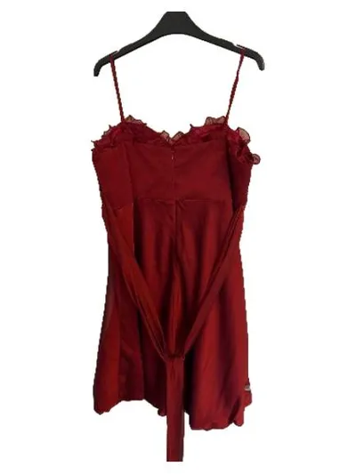Yves Calin Damen Festkleid Gr. 44 Rot Chiffon Abendkleid mit Schal