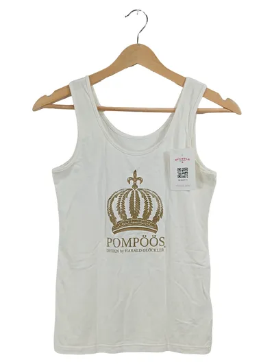 POMPÖÖS Top Harald Glööckler Krone Design Damen Shirt Weiß Gr. 38