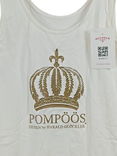 POMPÖÖS Top Harald Glööckler Krone Design Damen Shirt Weiß Gr. 38