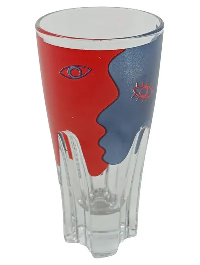 Ramazzotti Schnapsglas 4cl 2cl Messmarkierung Retro Design Gesicht