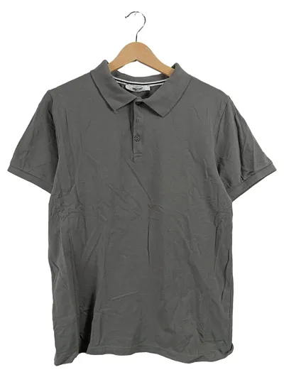 ABOUT YOU Herren Poloshirt Grau Gr. M Basic Baumwolle Kurzarm