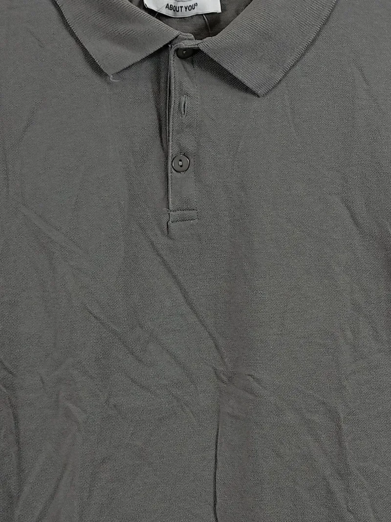 ABOUT YOU Herren Poloshirt Grau Gr. M Basic Baumwolle Kurzarm 4
