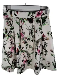 ABOUT YOU Damen Faltenrock Gr. 40 Blumenmuster Weiß Floral 1