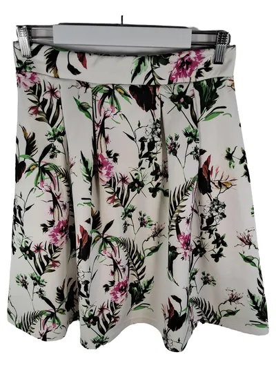 ABOUT YOU Damen Faltenrock Gr. 40 Blumenmuster Weiß Floral