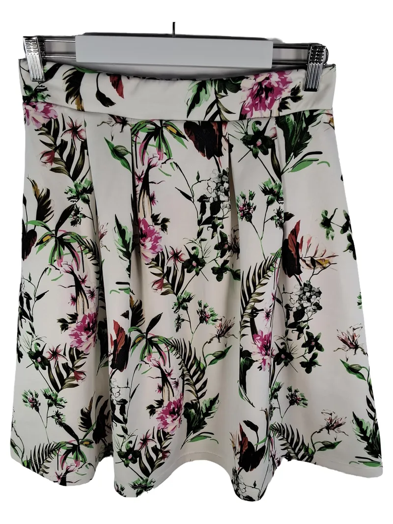 ABOUT YOU Damen Faltenrock Gr. 40 Blumenmuster Weiß Floral 1