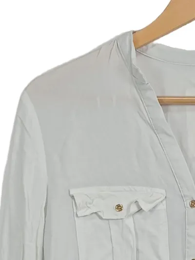 Piazza Italia Damen Bluse Weiß Gr. 36 S Casual Viskose Langarm
