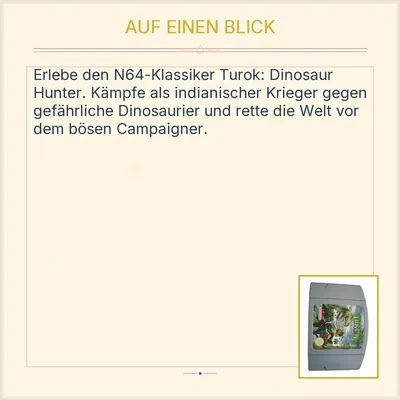 Nintendo Turok Dinosaur Hunter N64 Spielmodul NUS-006(EUR) Acclaim