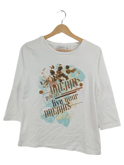 Bicalla Damen Langarmshirt Weiß Gr. 36 S Print Casual