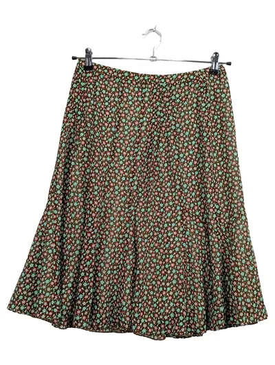 René Lezard Damen Rock A-Linie Gr. 36 Braun Blumenmuster Seide