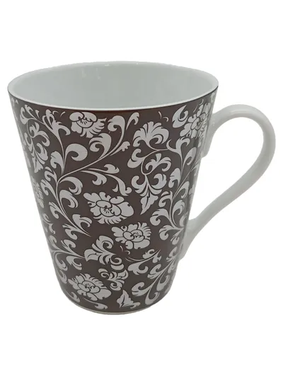 TCM Tchibo Kaffeetasse Porzellan Braun Blumenmuster 300ml Spülmaschinenfest