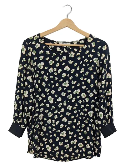 Garcia Damen Bluse Schwarz Blumenmuster Gr. 36;S 3/4-Arm Viskose