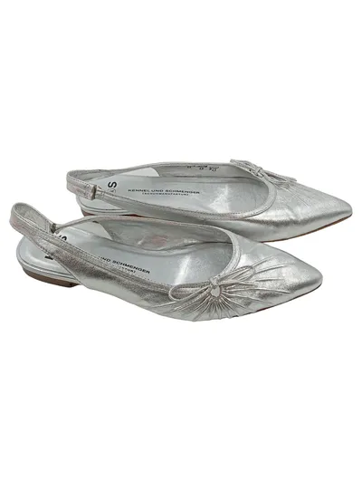 Kennel und Schmenger Slingback Ballerina Damen Gr. 37.5 Silber Leder Schleife